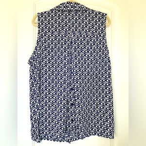 Susan Graver Blue and White Button Down Shirt